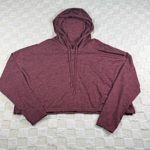 Athleta Women's Cropped Hoodie Size S Heather Maroon Finger Holes Lightweight‎
